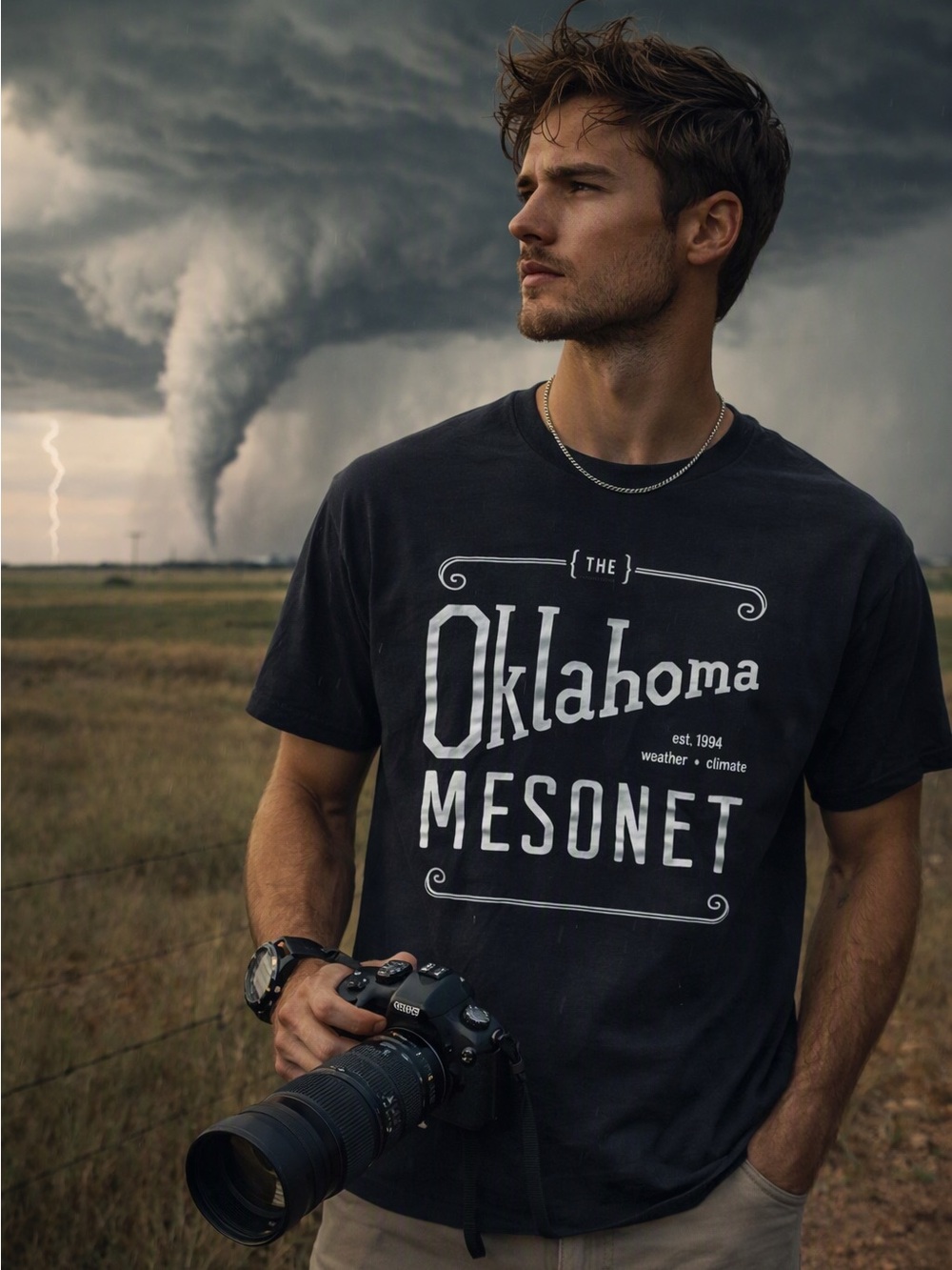 Gildan DryBlend Black Oklahoma Mesonet Weather Nerd Short Sleeve Tee Medium